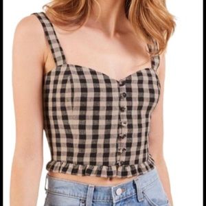 Gingham linen bustier top